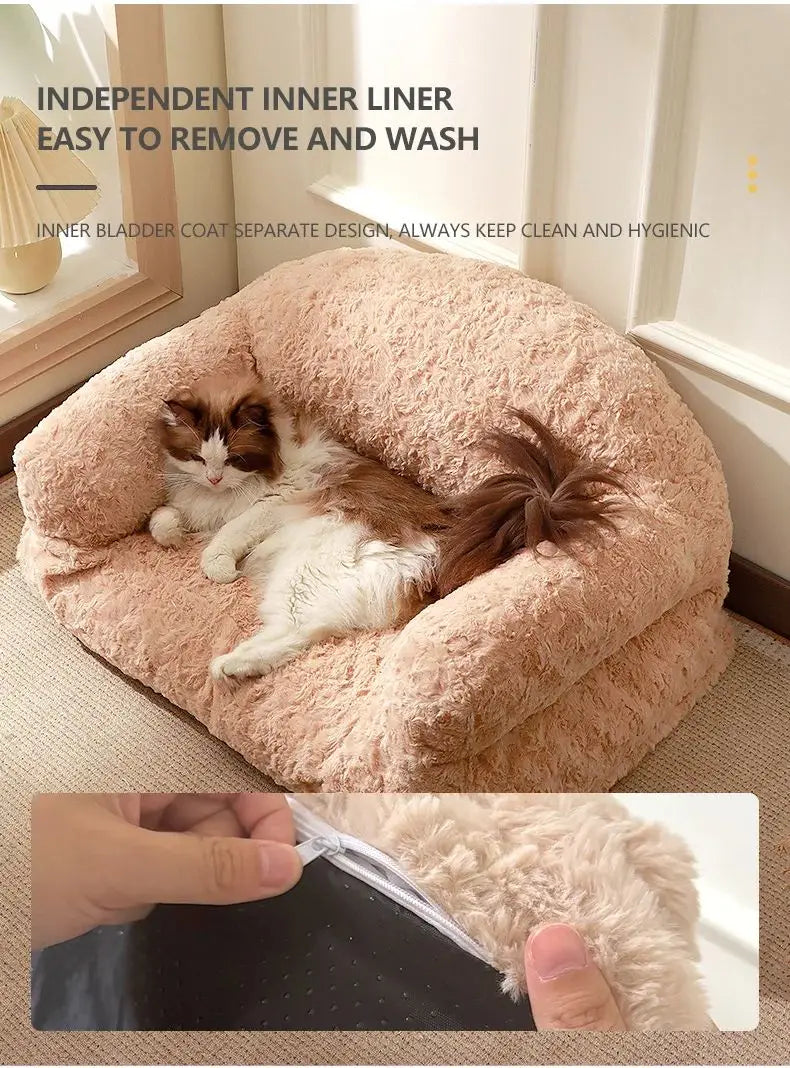 Plush Pet Sofa Bed - All-season Non-slip Bottom Durable And Scratch-resistant Suitable For Dogs And Cats