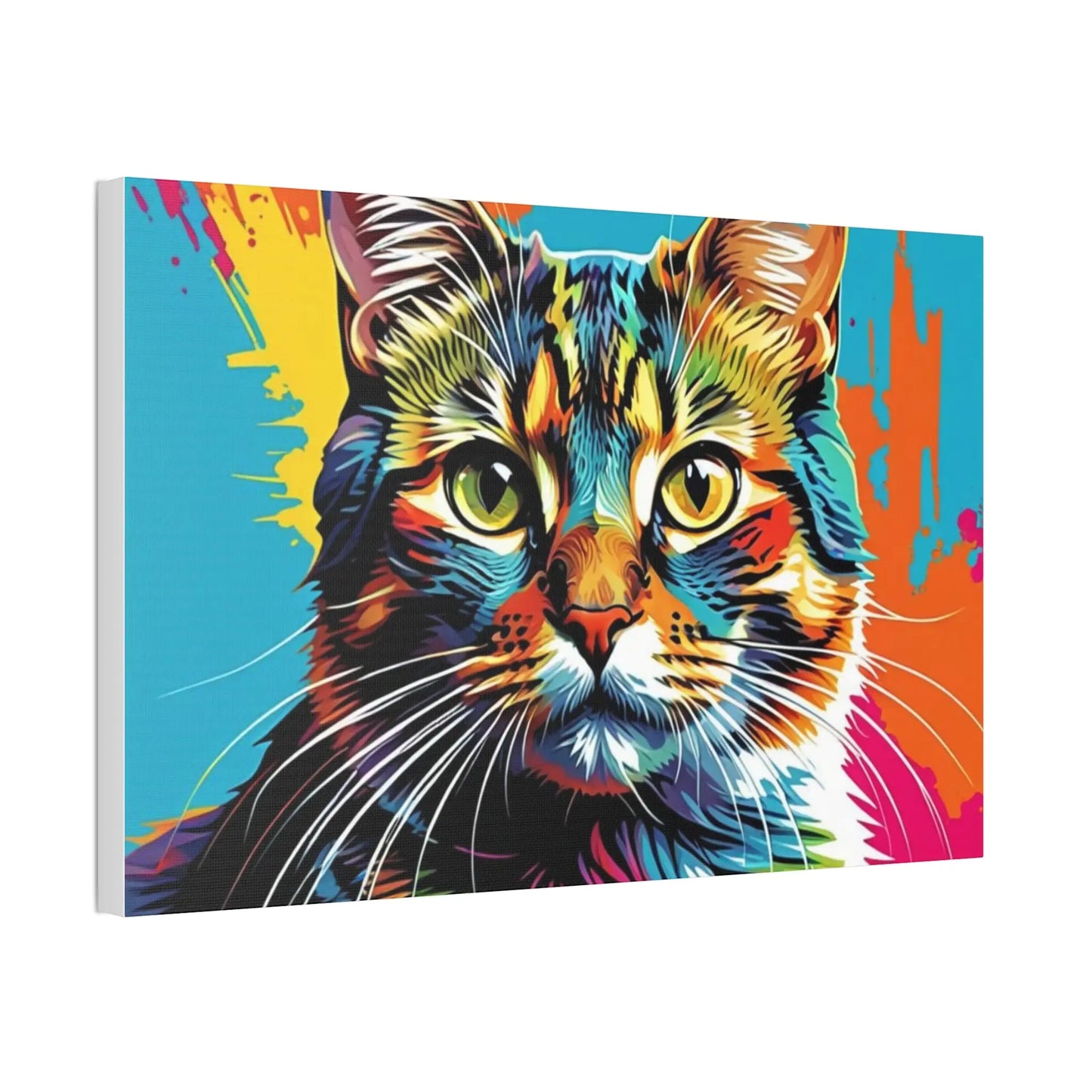 Colorful Pop Art Cat Canvas – Vibrant Stretched Wall Art Printify