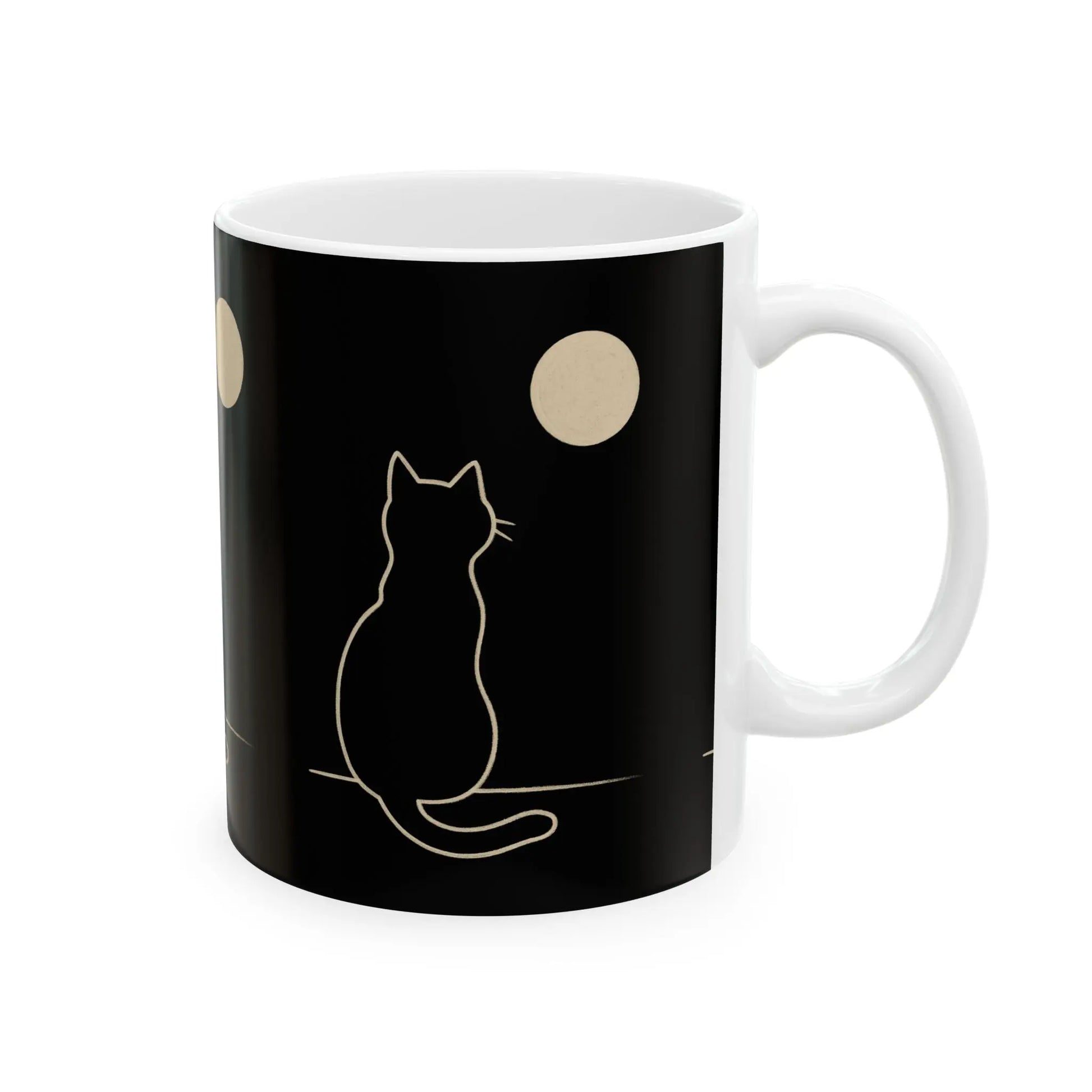Cat Silhouette Mug, Cozy Cat Lover Gift, Cute Gift for Pet Owners, Moonlit Night Mug, Perfect for Coffee or Tea Lovers, Ceramic Mug, Cat Printify