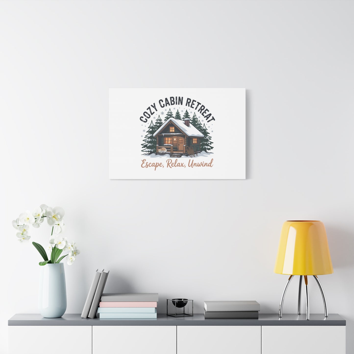 Cozy Cabin Retreat Log Cabin Art Print | Matte Canvas Stretched, 1.25" Printify