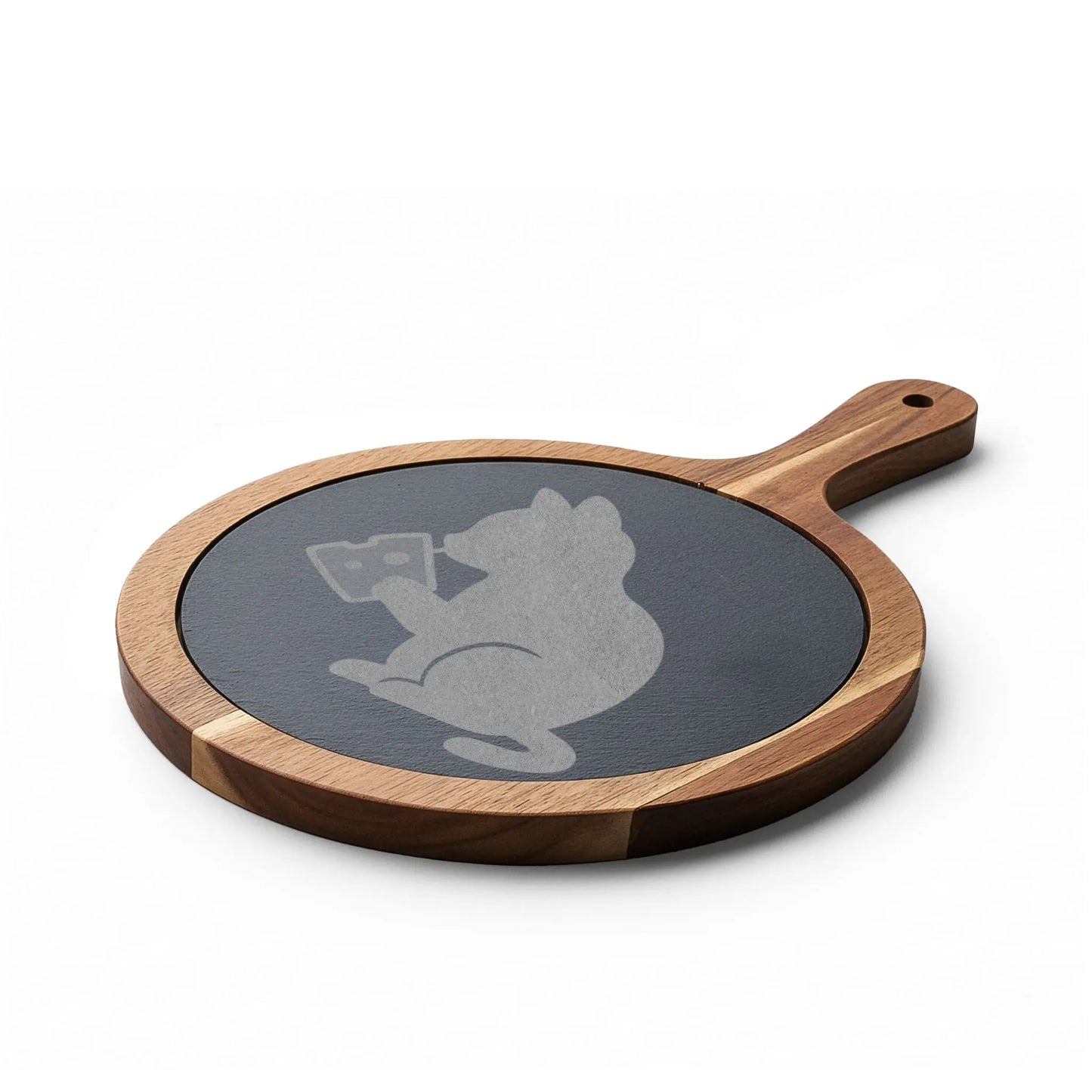 Engraved Cat Cheese Board — Bamboo Charcuterie Set with Slate Inlay Printify