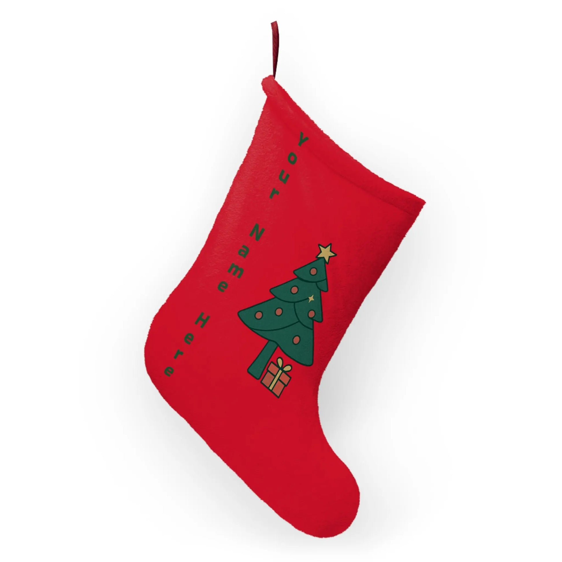 Copy of Personalized Christmas Stocking with Cute Tree Design — Custom Name Holiday Stocking Printify