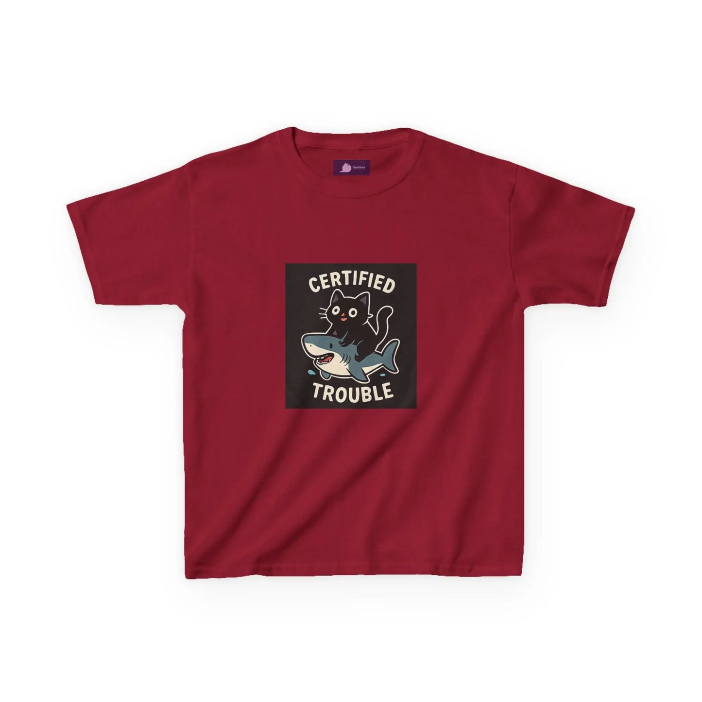 Kids Tee — "Certified Trouble" Shark Graphic Printify