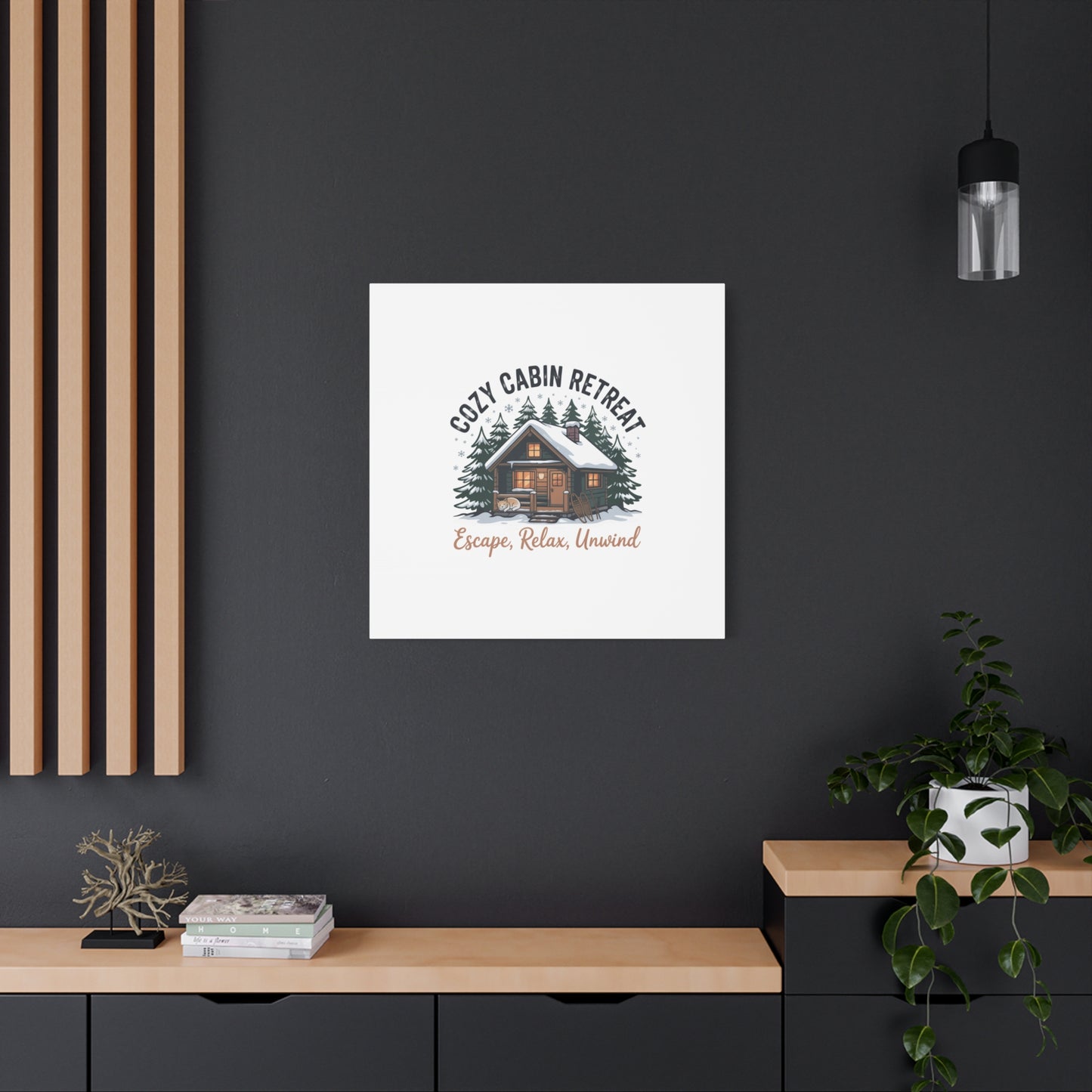 Cozy Cabin Retreat Log Cabin Art Print | Matte Canvas Stretched, 1.25" Printify