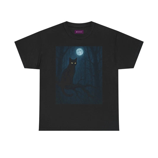 Mystical Cat Tee - Unique Gift for Halloween, Unisex Heavy Cotton Shirt, Cat Lovers, Spooky Style, Night Out, Halloween Shirt