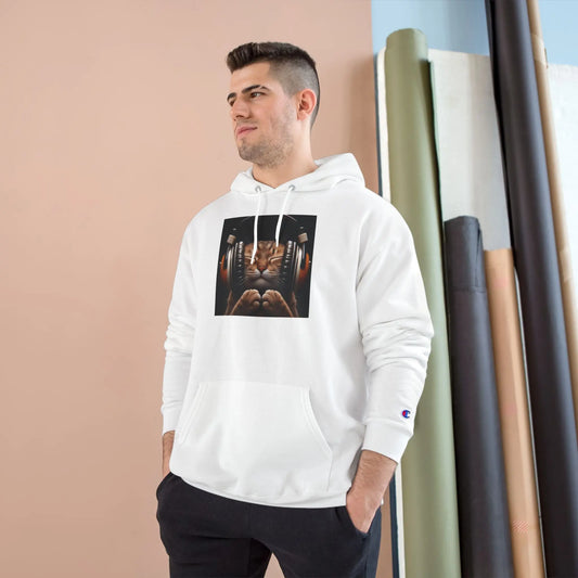 Retro Cat Lover Champion Hoodie - Now That's What I Call Cat Volume 1 Printify
