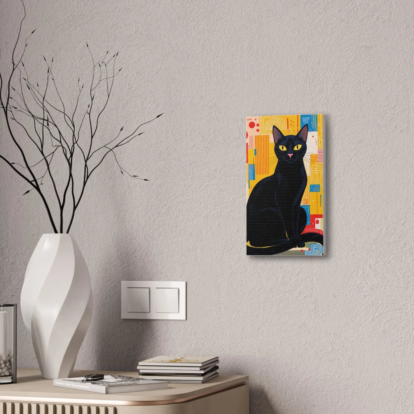 Black Cat Pop Art Canvas Print — Stretched Wall Art for Cat Lovers Printify