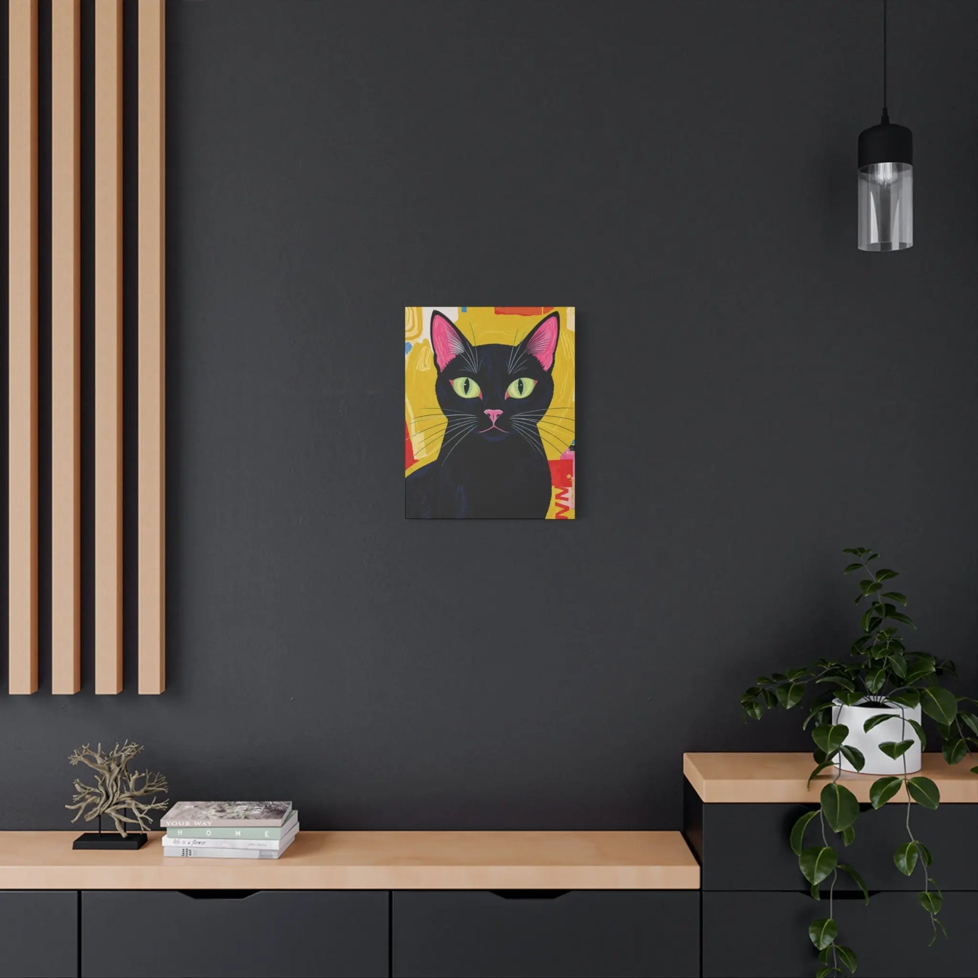 Black Cat Pop Art Matte Canvas Print — Stretched 1.25" Printify