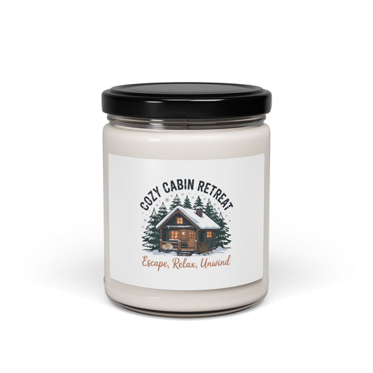 Cozy Cabin Retreat Candle, Soy Jar | Cabin Vibes, Pine Tree Lodge Printify