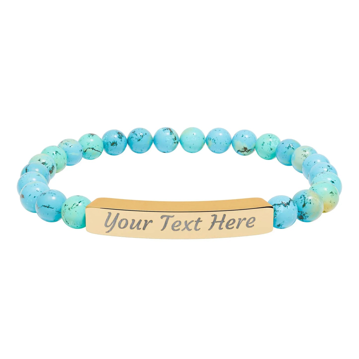 Engravable Natural Stone Stretch Bar Bracelet — Personalized Beaded Bracelet Printify