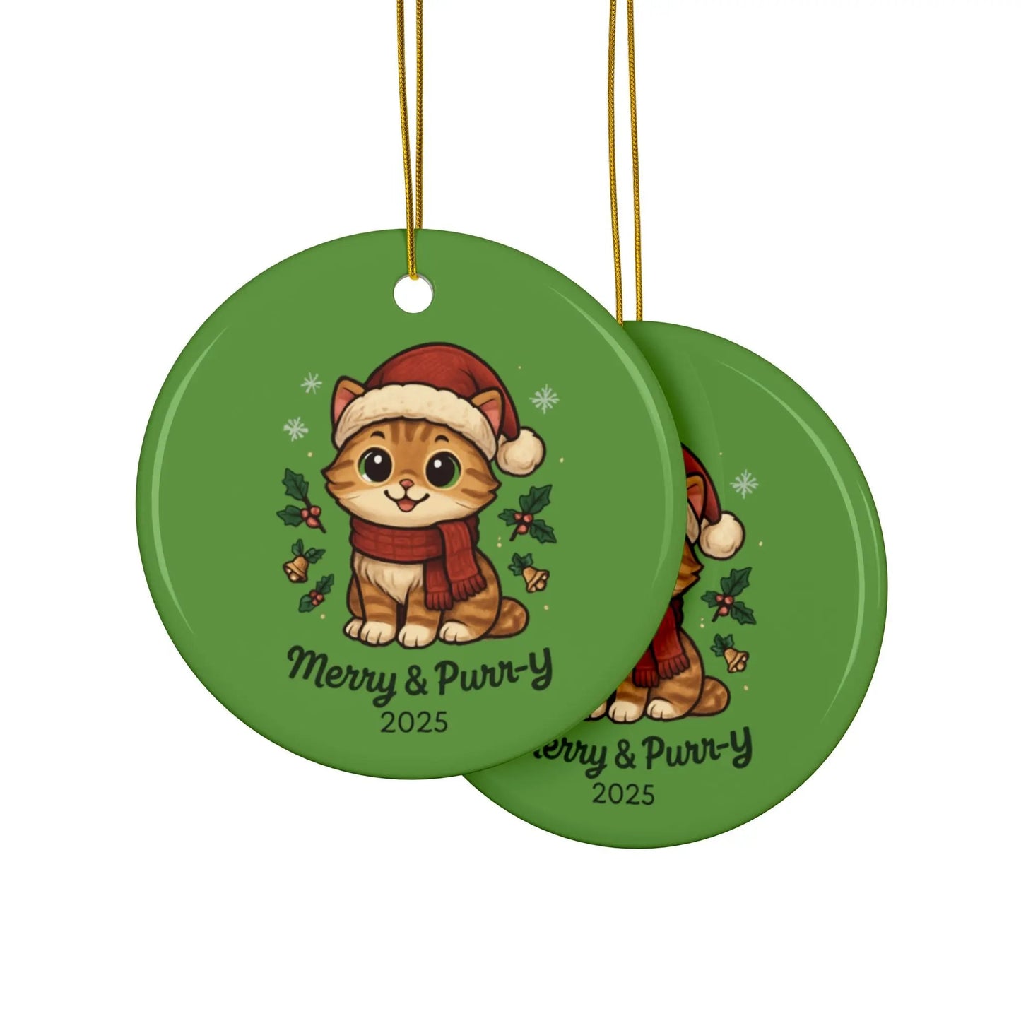Merry & Purr-Y Ceramic Christmas Ornaments