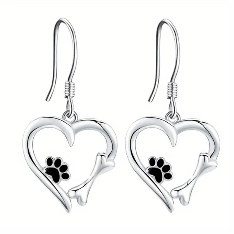 European And American Cute Earrings Female Cat Cat Paw Love Design Ornament Sweet