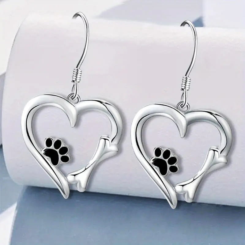 European And American Cute Earrings Female Cat Cat Paw Love Design Ornament Sweet