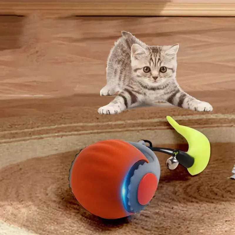 Cat Interactive Ball Toys Automatic Rolling Ball Faux Tail Rechargeable Smart Pet Electric Toy Dog Cat Training Imitate Mouse Dropshipman