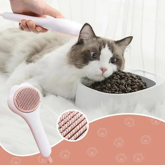 Pet Brush For Cats Release Button Cat Paw Shaped Dog Brush Pet Combs Cat Paw Shaped Pet Supplies Curved Teeth Grooming Combs Dropshipman