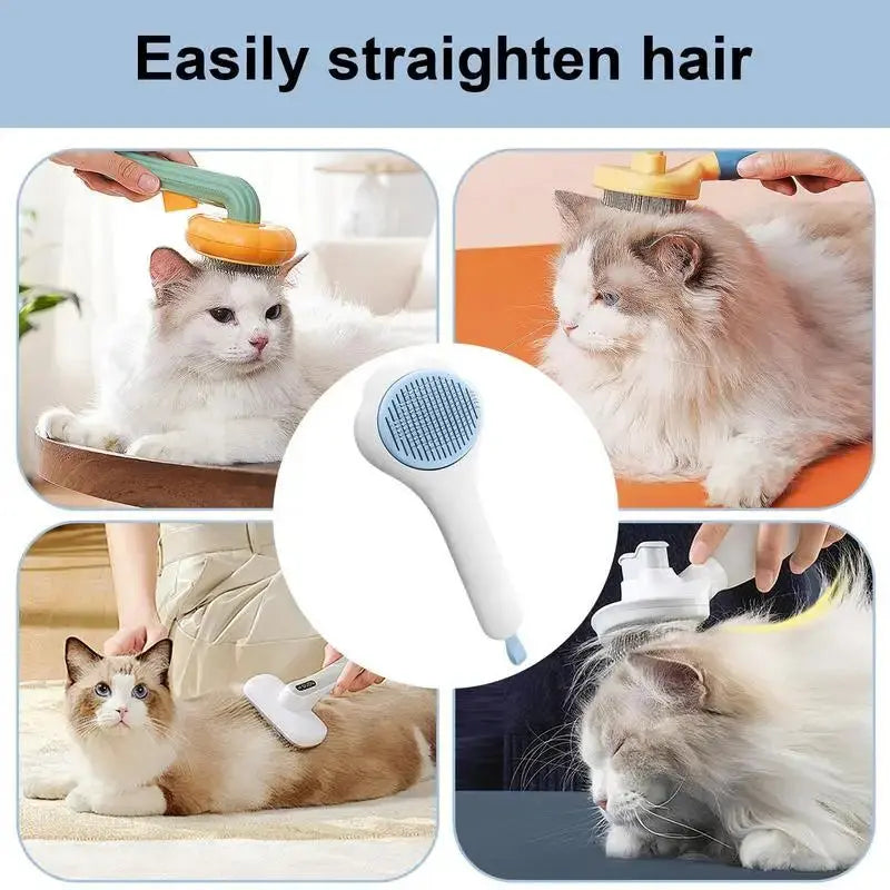 Pet Brush For Cats Release Button Cat Paw Shaped Dog Brush Pet Combs Cat Paw Shaped Pet Supplies Curved Teeth Grooming Combs Dropshipman