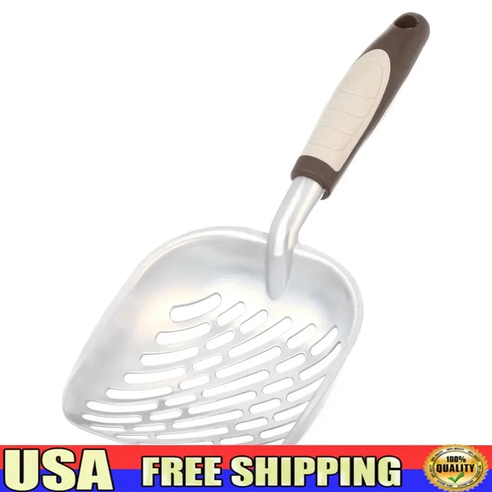 Durable Aluminum Cat Litter Scoop with Ergonomic TPR Handle Slotted Design Efficient Waste Removal and Easy Cleaning Dropshipman