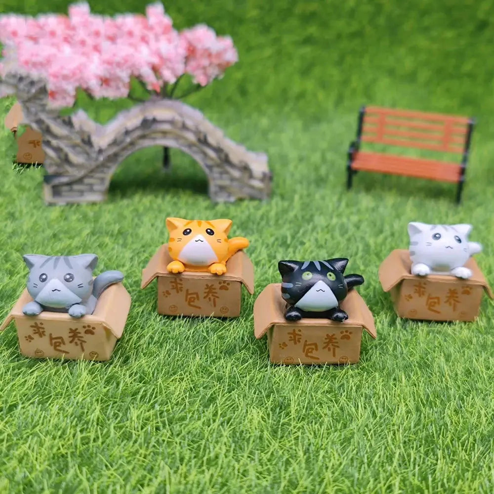 1/4Pcs Kawaii Mini Cat Ornament Garden kitten statue Gift Kids Children Baby Room Decoration Toy Miniature Figurines Home Decor Dropshipman
