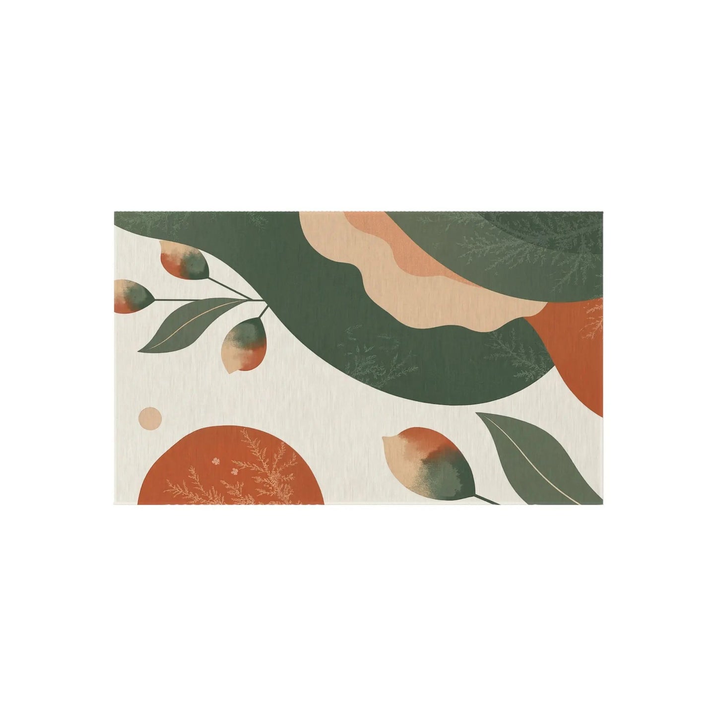 Abstract Botanical Outdoor Rug — Green & Terracotta Patio Mat - FloofChonk