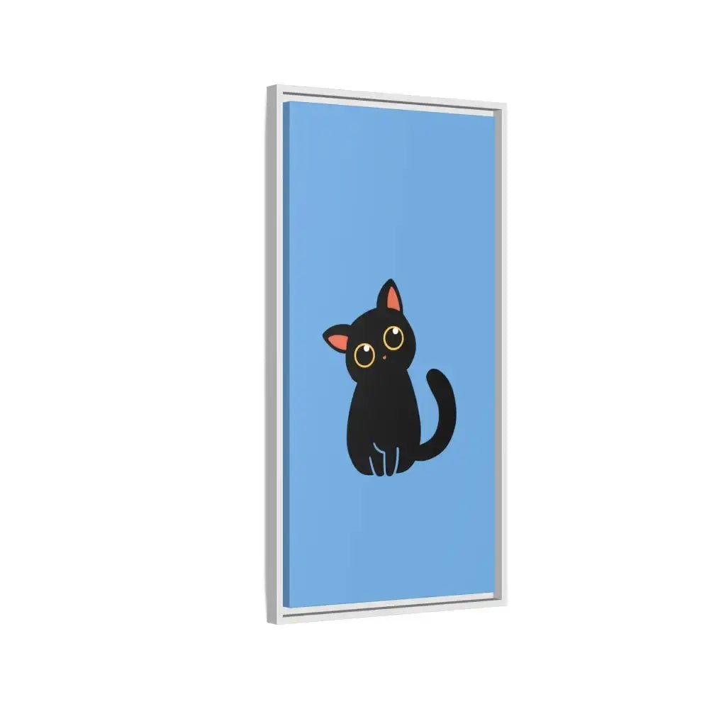 Adorable Black Cat Framed Canvas Art – Perfect for Cat Lovers - FloofChonk