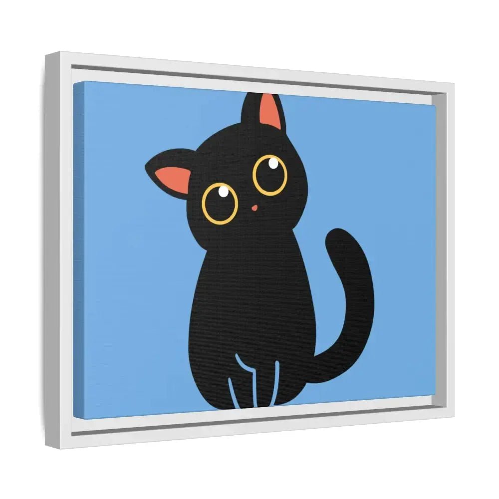 Adorable Black Cat Framed Canvas Art – Perfect for Cat Lovers - FloofChonk