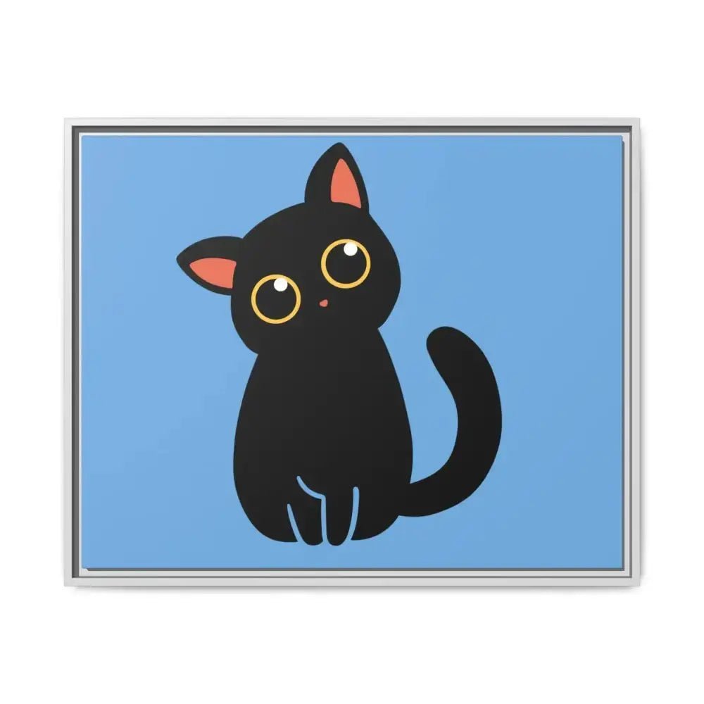 Adorable Black Cat Framed Canvas Art – Perfect for Cat Lovers - FloofChonk