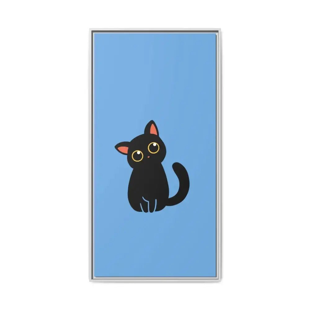 Adorable Black Cat Framed Canvas Art – Perfect for Cat Lovers - FloofChonk