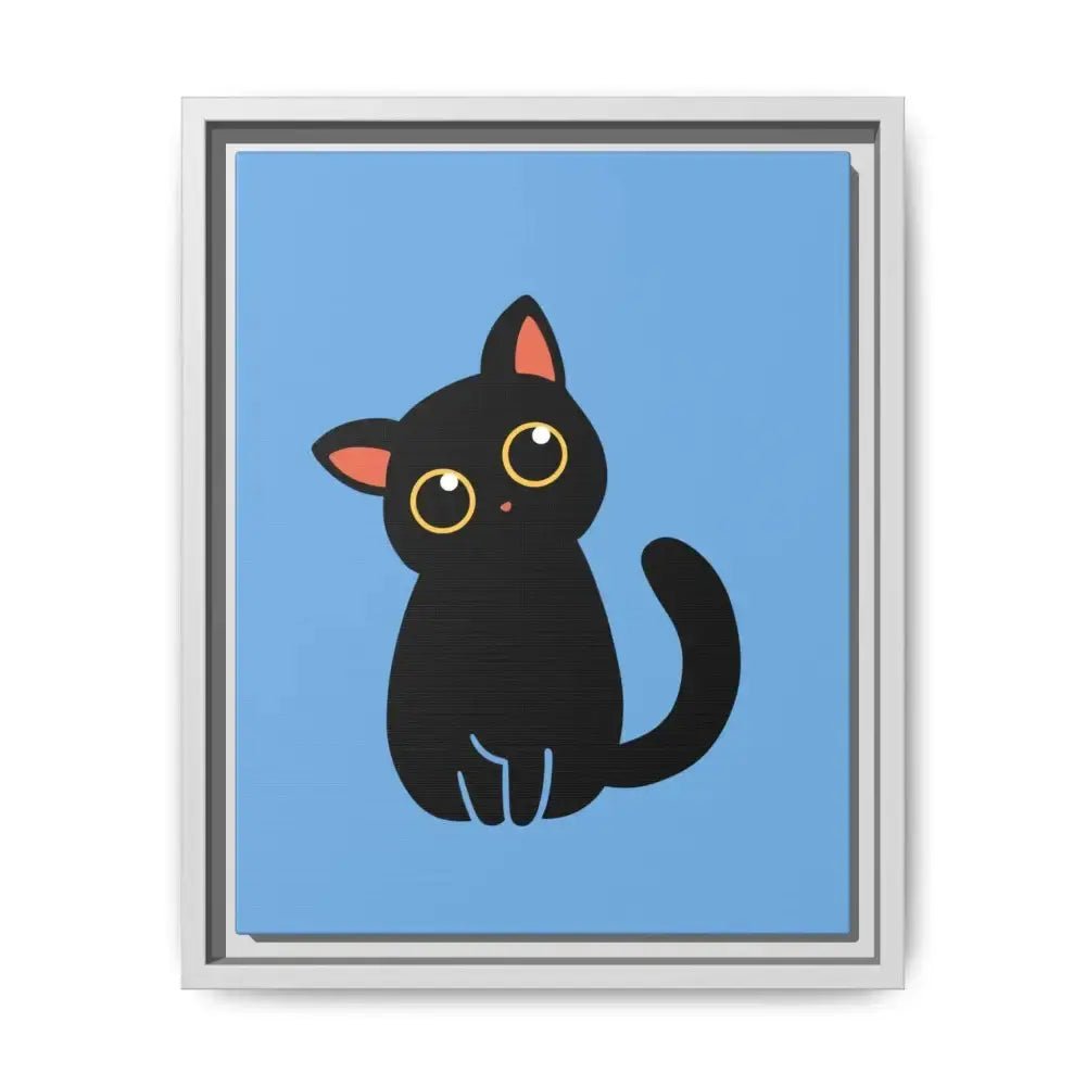 Adorable Black Cat Framed Canvas Art – Perfect for Cat Lovers - FloofChonk