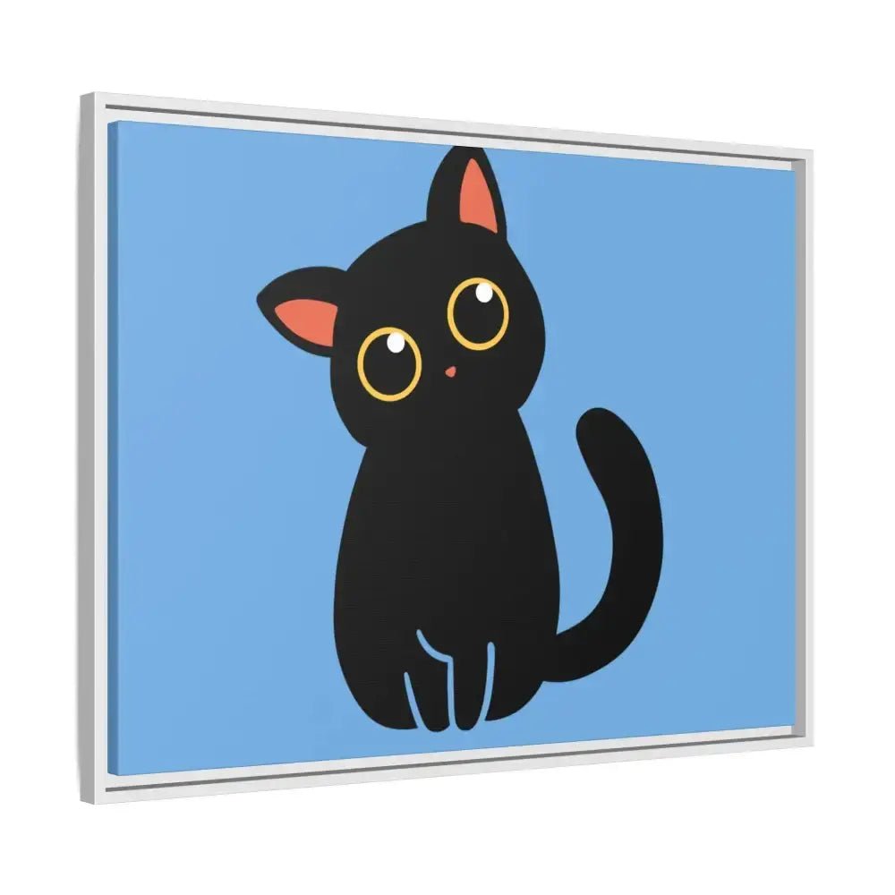 Adorable Black Cat Framed Canvas Art – Perfect for Cat Lovers - FloofChonk