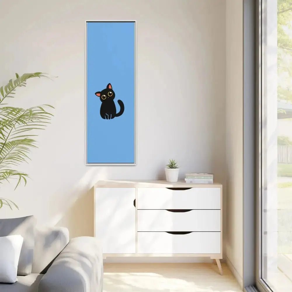 Adorable Black Cat Framed Canvas Art – Perfect for Cat Lovers - FloofChonk