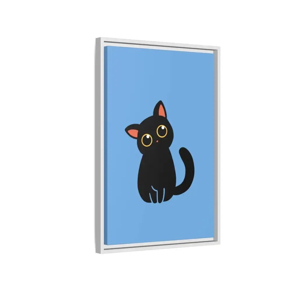 Adorable Black Cat Framed Canvas Art – Perfect for Cat Lovers - FloofChonk