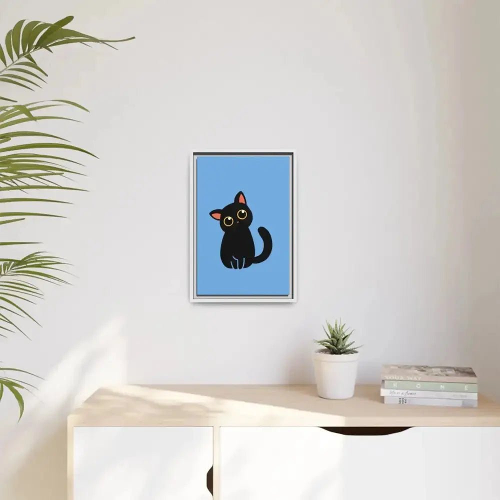 Adorable Black Cat Framed Canvas Art – Perfect for Cat Lovers - FloofChonk
