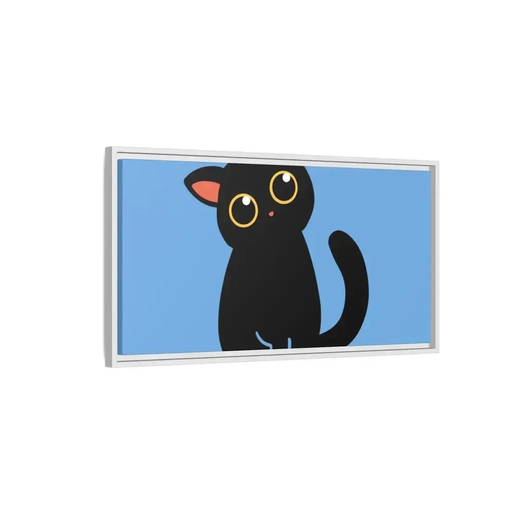 Adorable Black Cat Framed Canvas Art – Perfect for Cat Lovers - FloofChonk