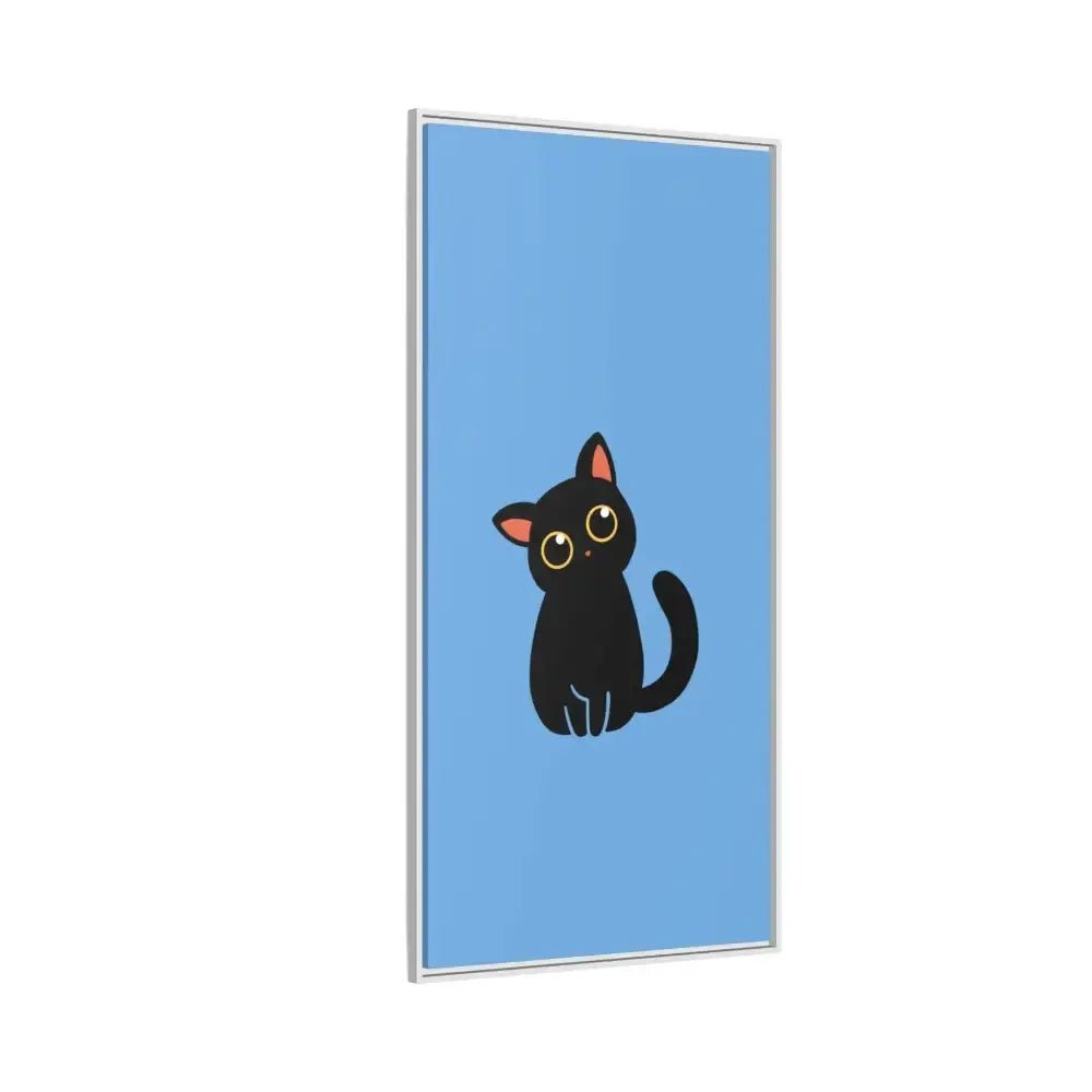 Adorable Black Cat Framed Canvas Art – Perfect for Cat Lovers - FloofChonk