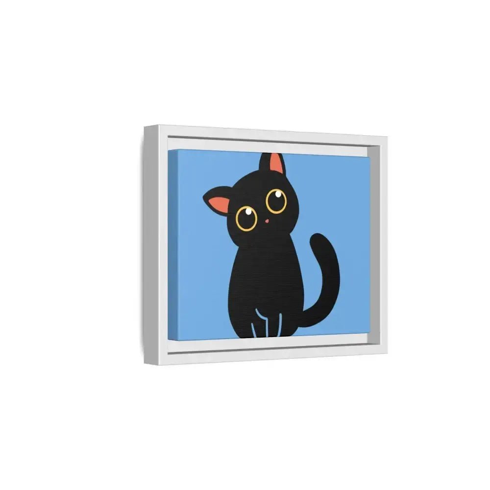 Adorable Black Cat Framed Canvas Art – Perfect for Cat Lovers - FloofChonk