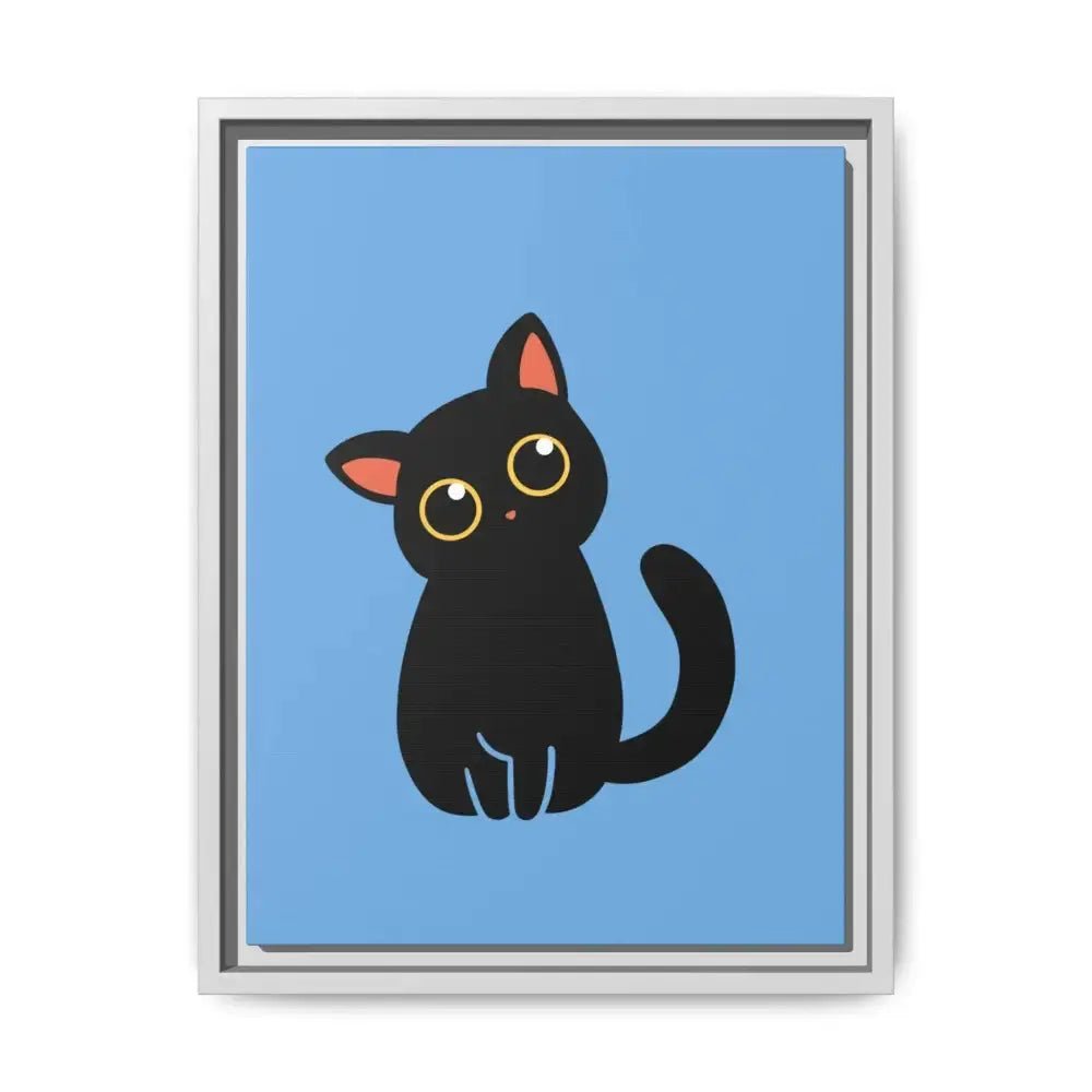 Adorable Black Cat Framed Canvas Art – Perfect for Cat Lovers - FloofChonk