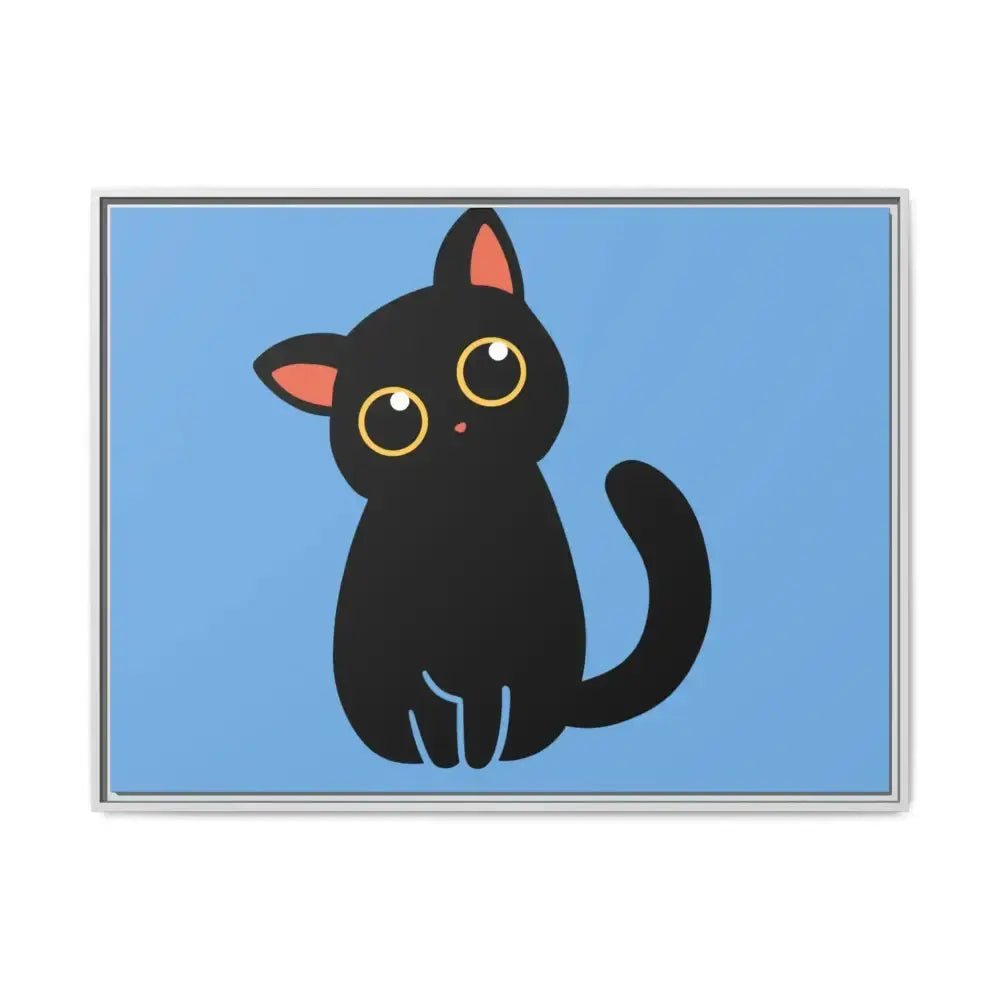 Adorable Black Cat Framed Canvas Art – Perfect for Cat Lovers - FloofChonk