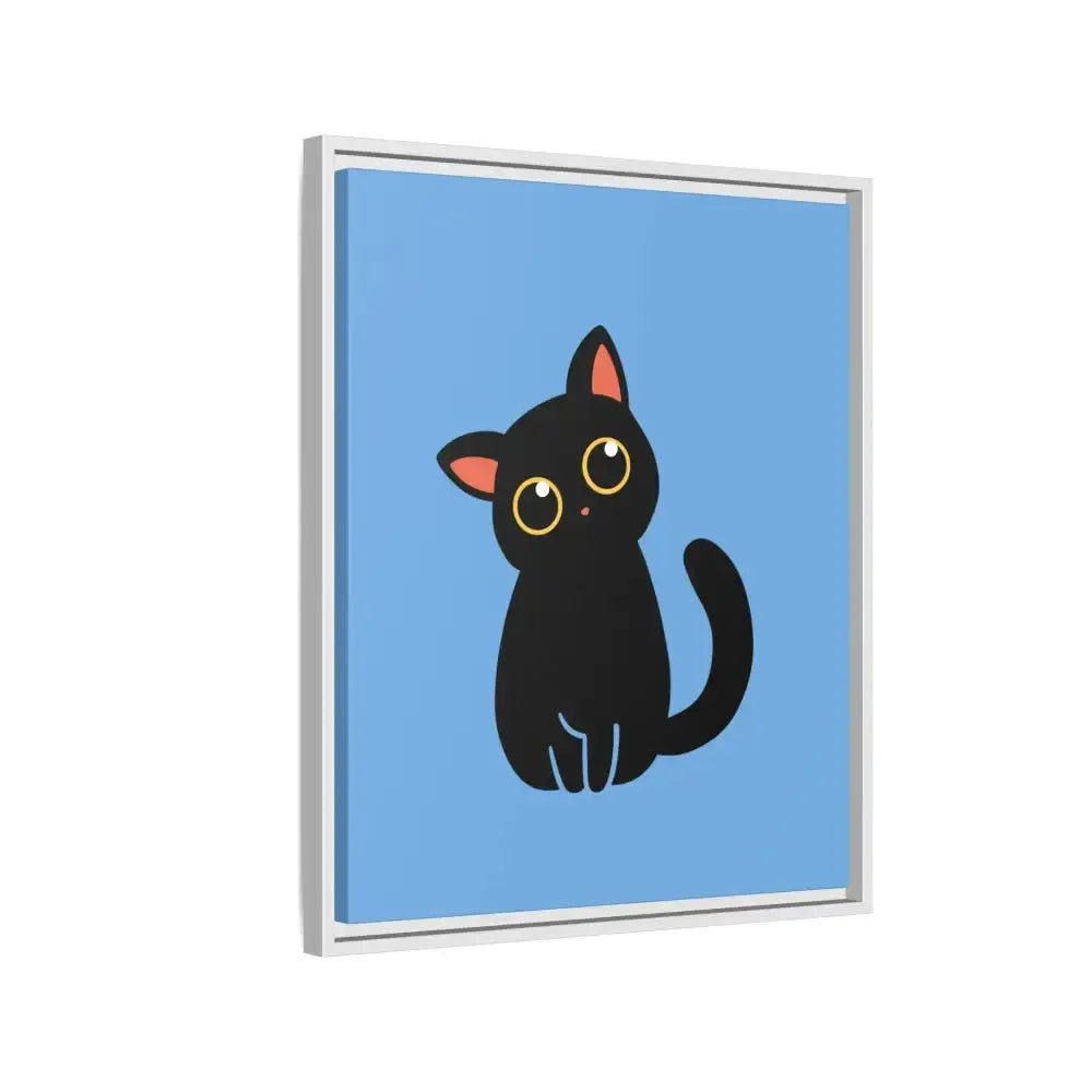 Adorable Black Cat Framed Canvas Art – Perfect for Cat Lovers - FloofChonk