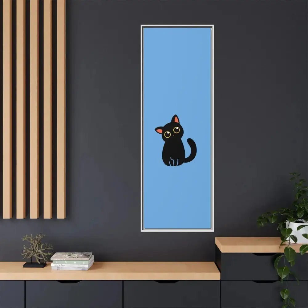Adorable Black Cat Framed Canvas Art – Perfect for Cat Lovers - FloofChonk