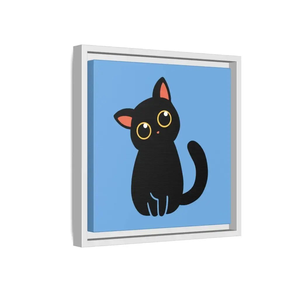 Adorable Black Cat Framed Canvas Art – Perfect for Cat Lovers - FloofChonk