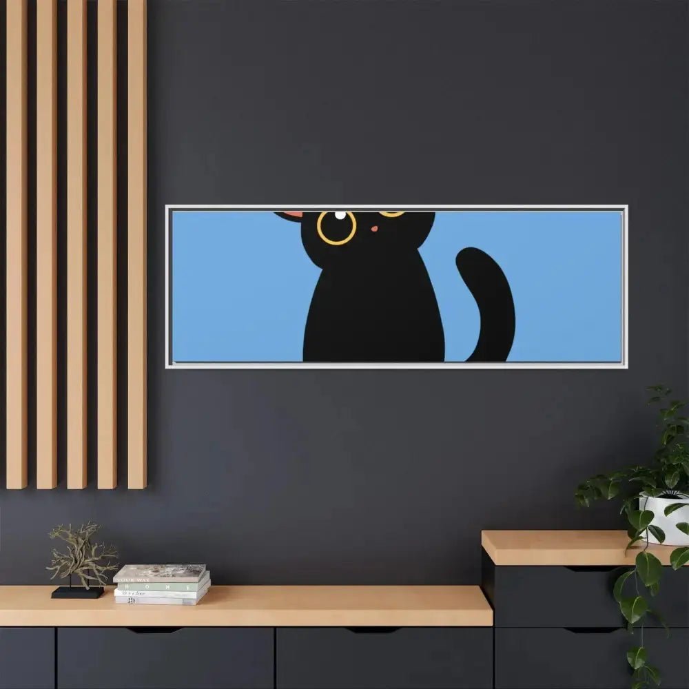 Adorable Black Cat Framed Canvas Art – Perfect for Cat Lovers - FloofChonk