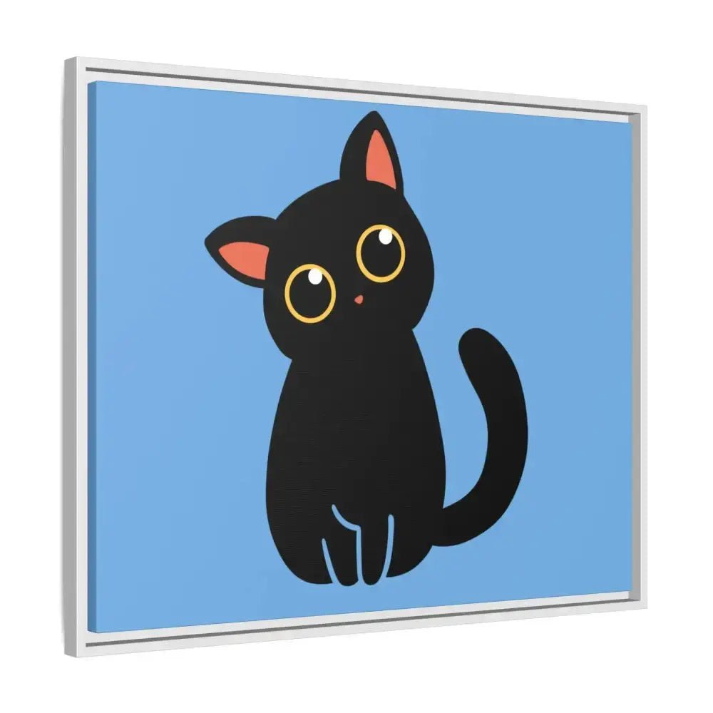 Adorable Black Cat Framed Canvas Art – Perfect for Cat Lovers - FloofChonk