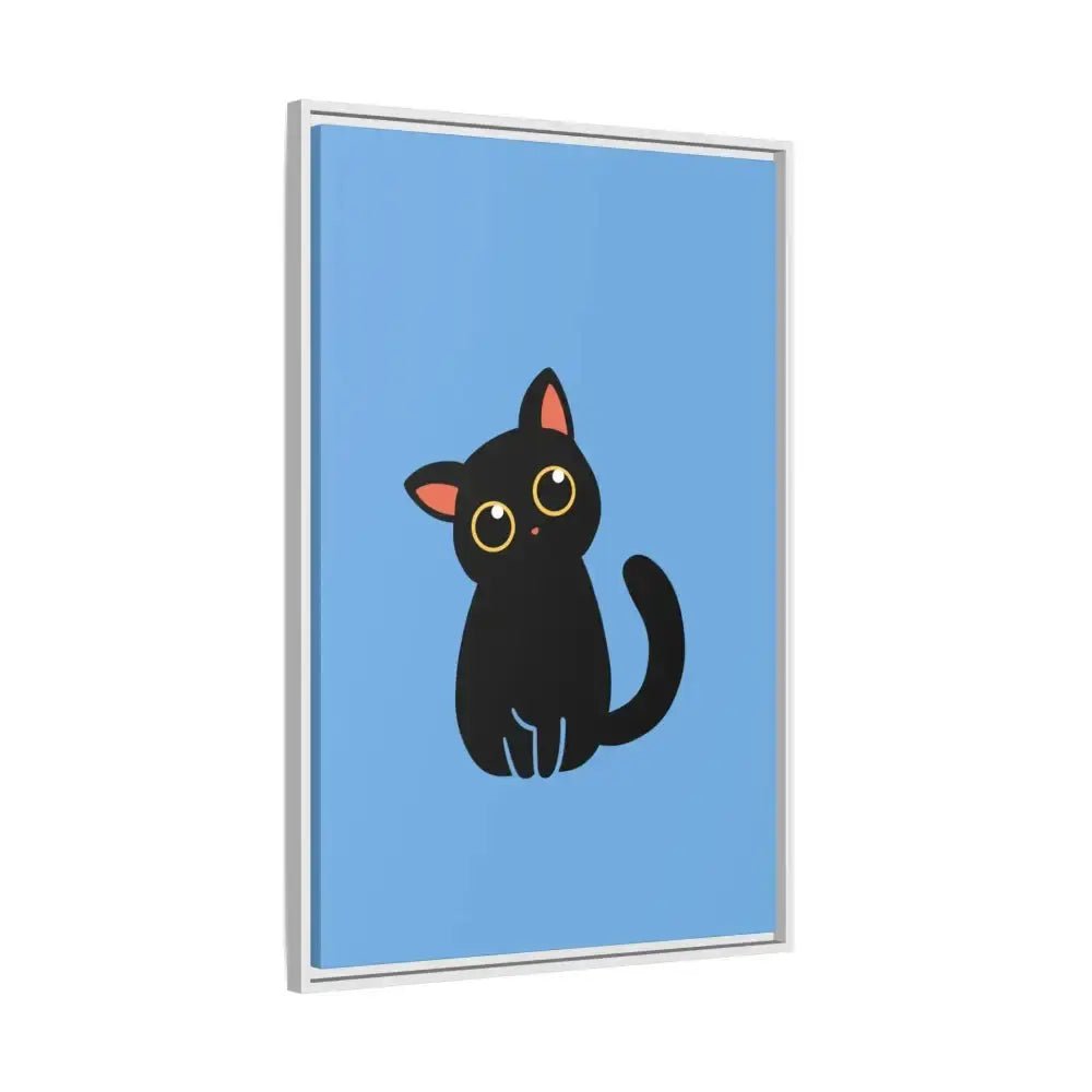 Adorable Black Cat Framed Canvas Art – Perfect for Cat Lovers - FloofChonk