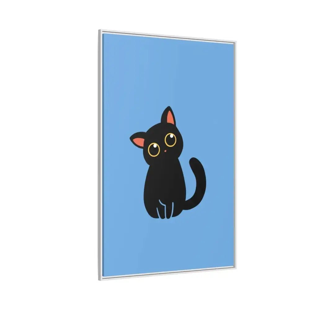 Adorable Black Cat Framed Canvas Art – Perfect for Cat Lovers - FloofChonk