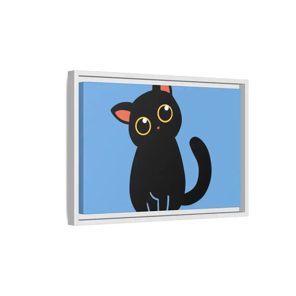 Adorable Black Cat Framed Canvas Art – Perfect for Cat Lovers - FloofChonk