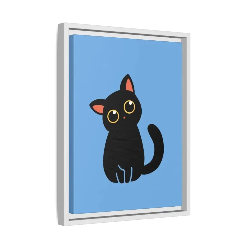 Adorable Black Cat Framed Canvas Art – Perfect for Cat Lovers - FloofChonk
