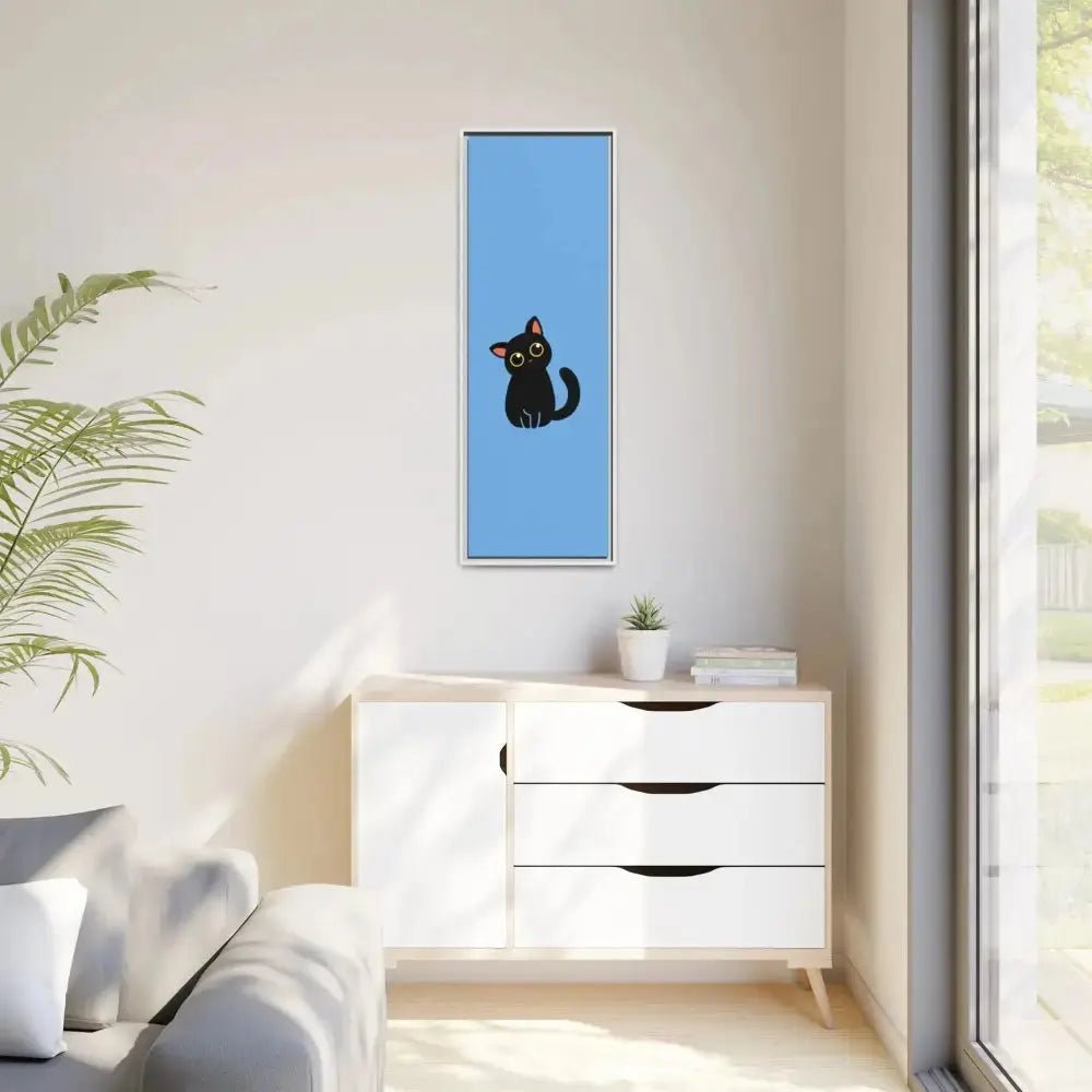Adorable Black Cat Framed Canvas Art – Perfect for Cat Lovers - FloofChonk