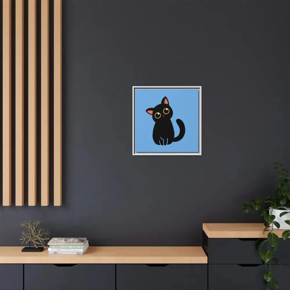 Adorable Black Cat Framed Canvas Art – Perfect for Cat Lovers - FloofChonk