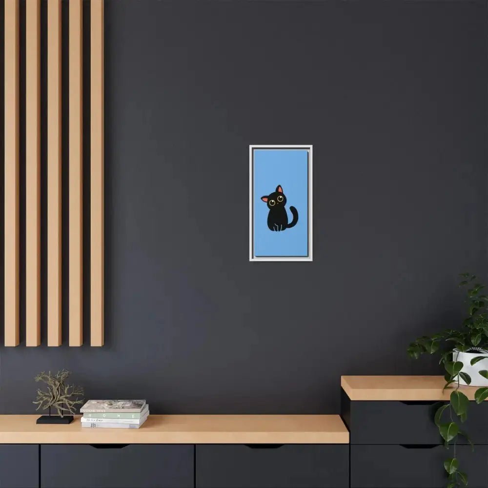 Adorable Black Cat Framed Canvas Art – Perfect for Cat Lovers - FloofChonk