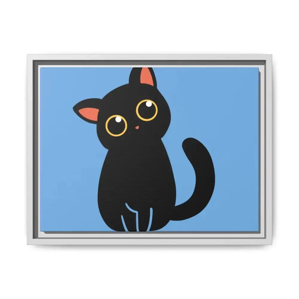 Adorable Black Cat Framed Canvas Art – Perfect for Cat Lovers - FloofChonk